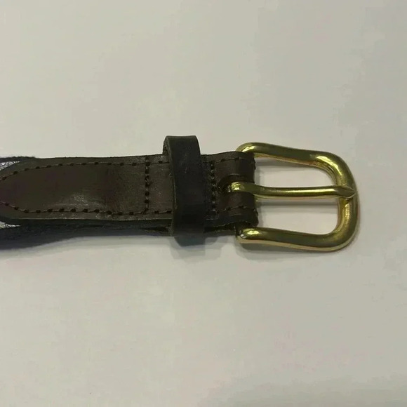Vineyard Vines belt green w/lacrosse sticks canvas leather solid brass buckle - Picture 6 of 7